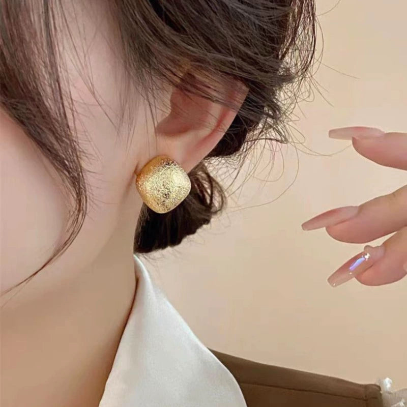 Metal Frosted Square Earrings
