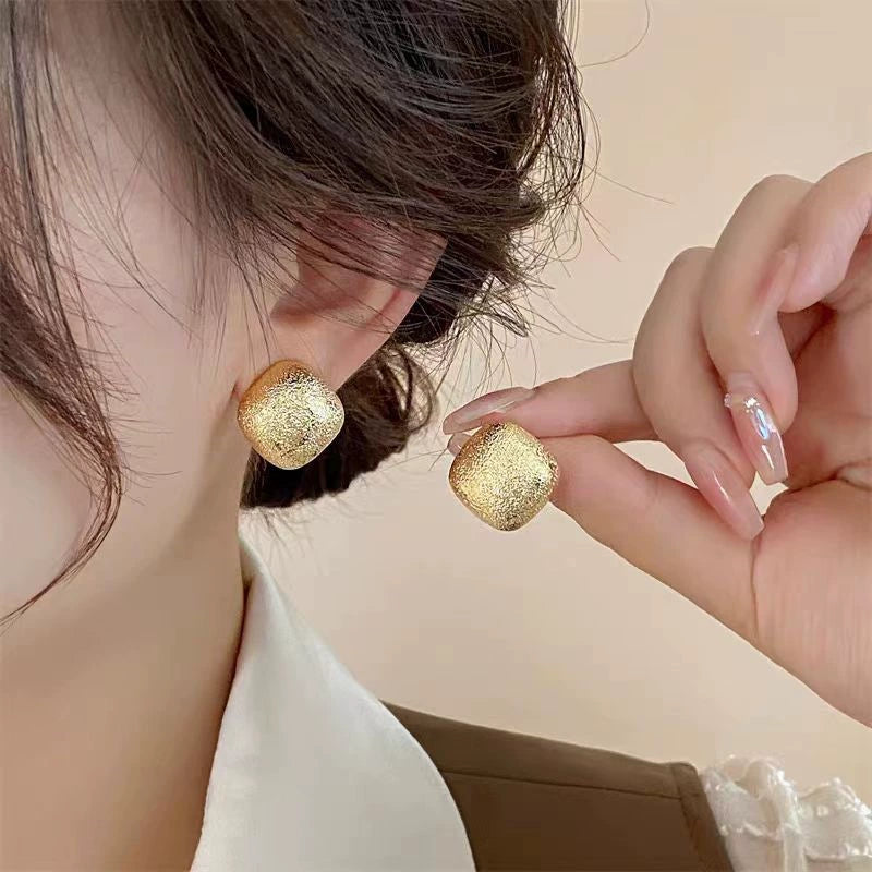 Metal Frosted Square Earrings