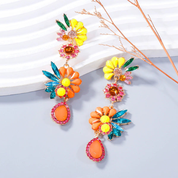 Flower Colorful Leaf Earrings