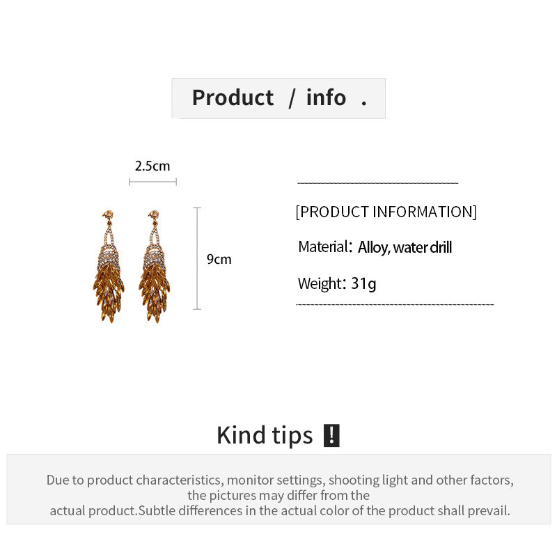 ER534 - Sparkling Rhinestone Wheat Tassel Earrings