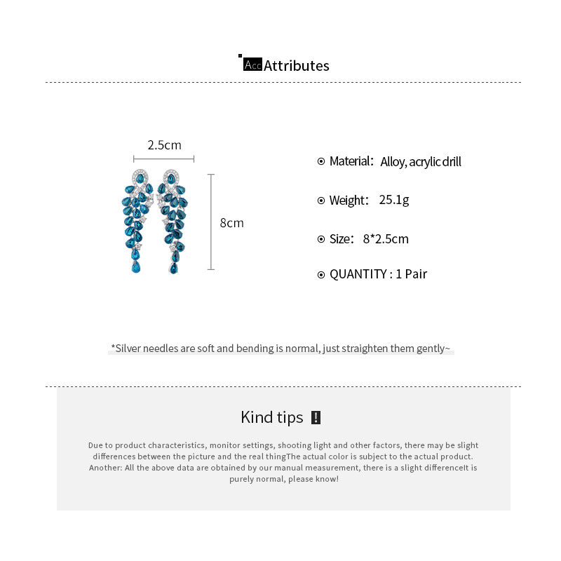 ER535 - Rhinestone Teardrop Tassel Earrings