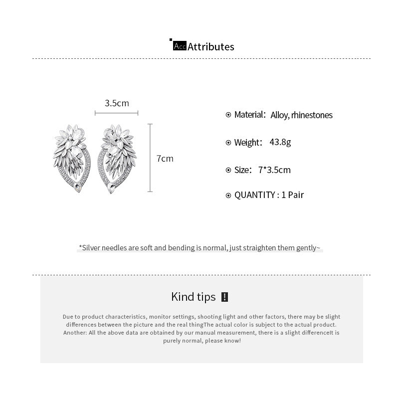 ER537 - Super Sparkly Flower and Leaf Earrings