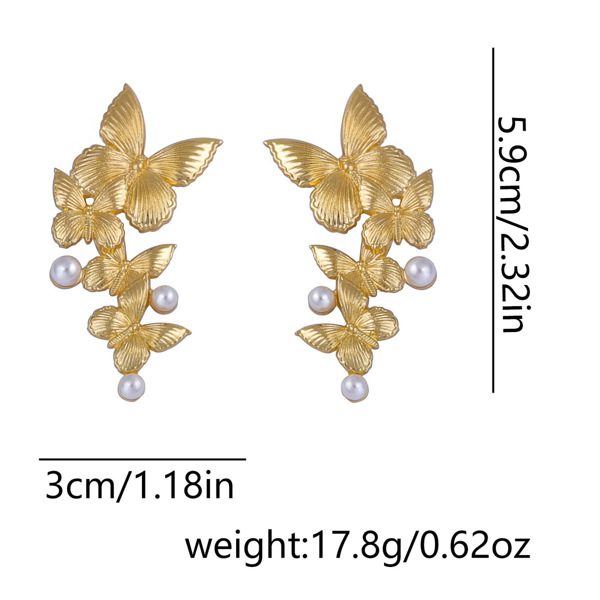 ER539 - Faux Pearl Butterfly Earrings