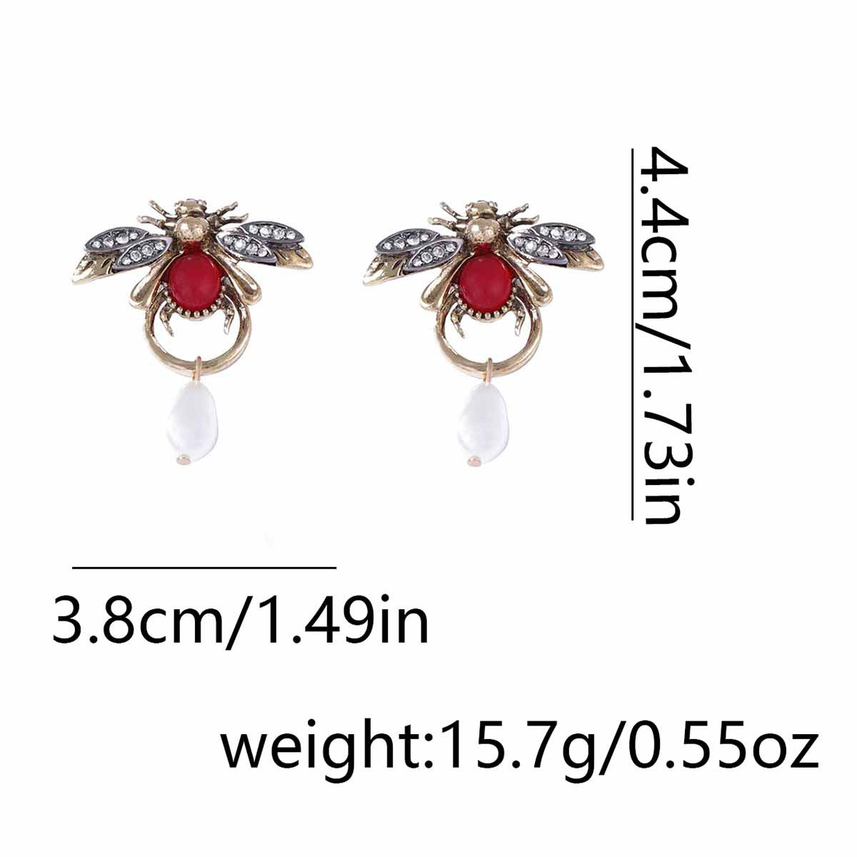 ER543 - ZA Insect Teardrop Imitation Pearl Earrings