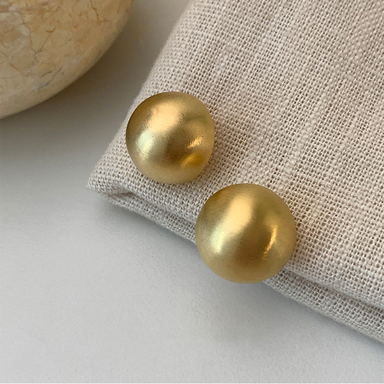 ER552 - Round Brushed Metal Stud Earrings