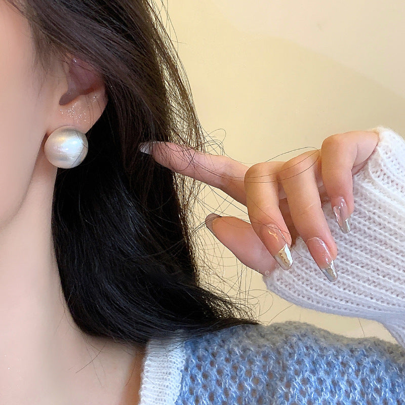 ER552 - Round Brushed Metal Stud Earrings