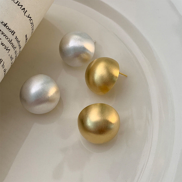 ER552 - Round Brushed Metal Stud Earrings