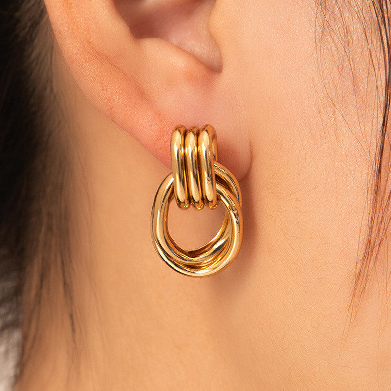 ER557 - Geometric Multi-Layer Dangling Earrings