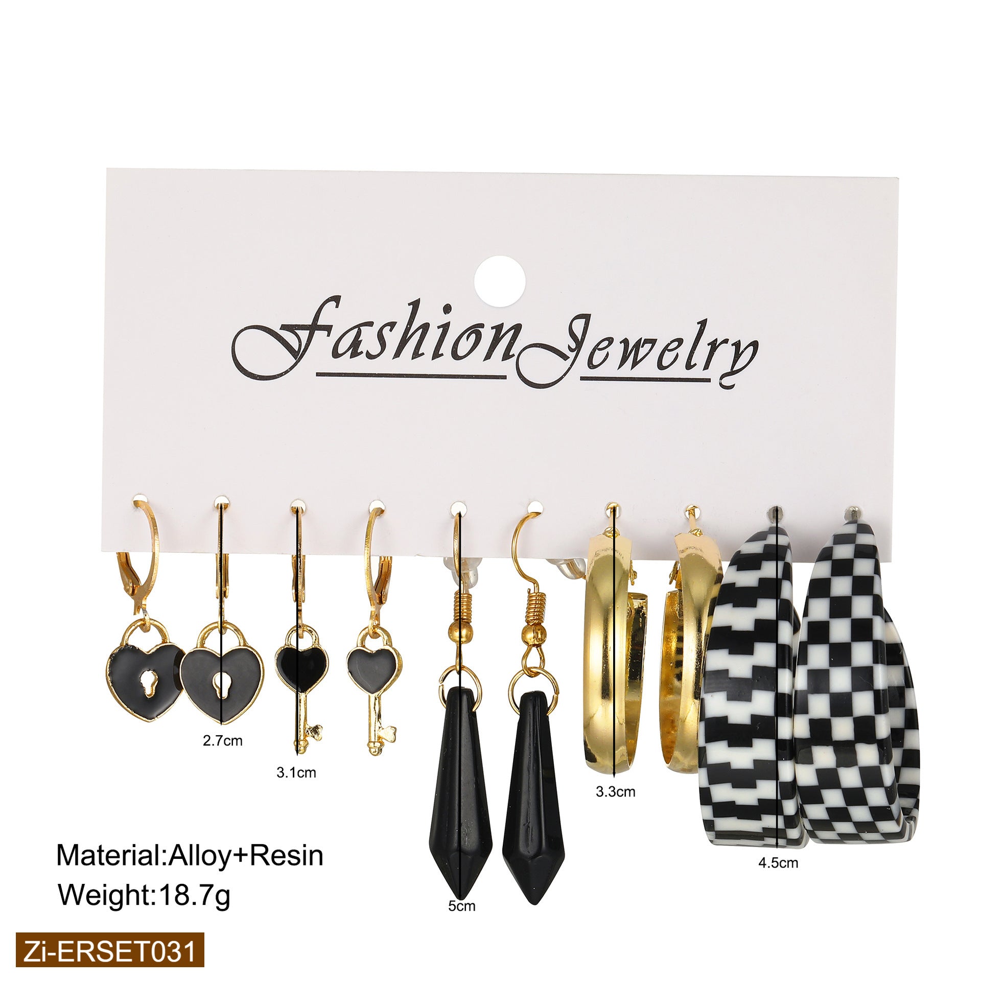 Heart Key Lock Drop Earrings