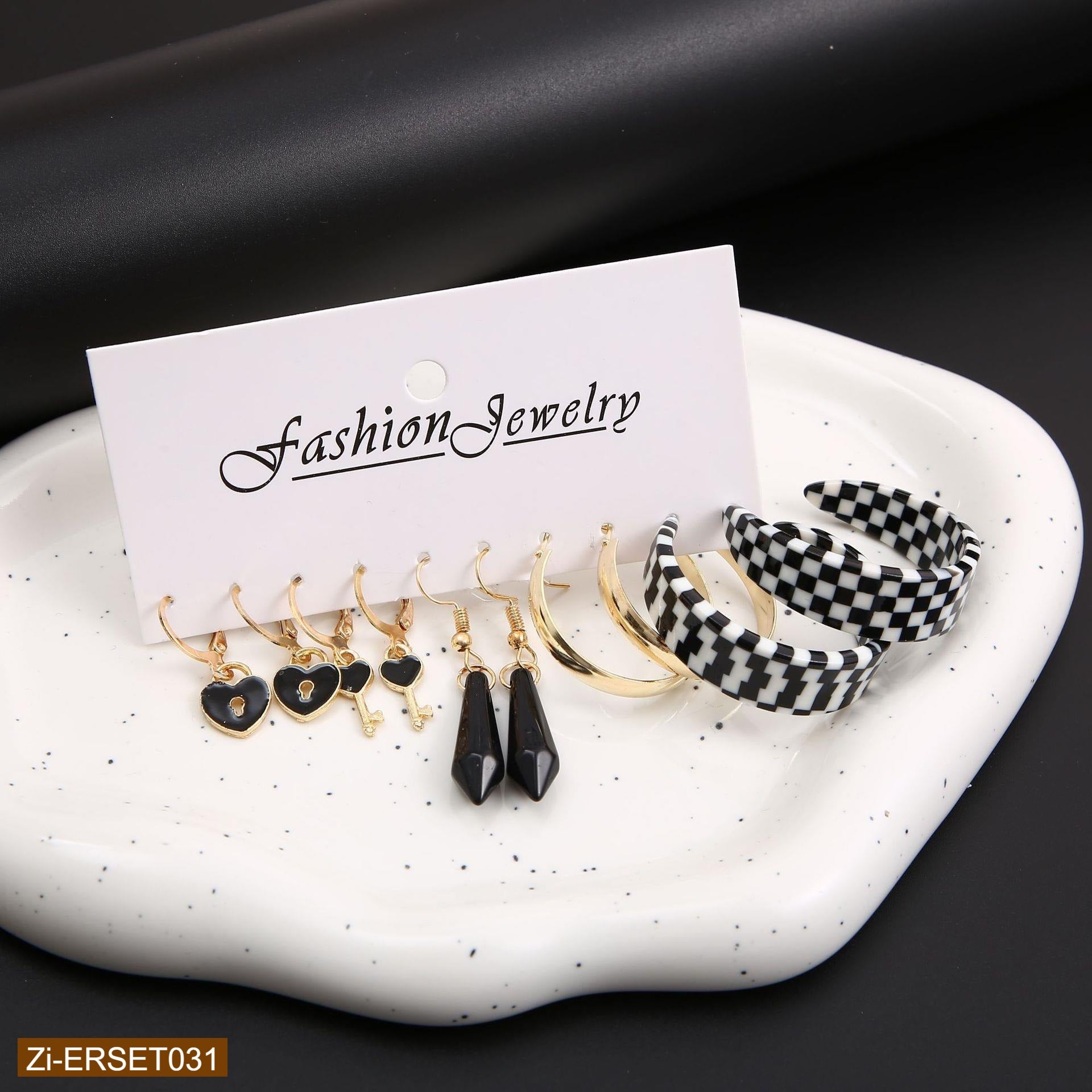 Heart Key Lock Drop Earrings