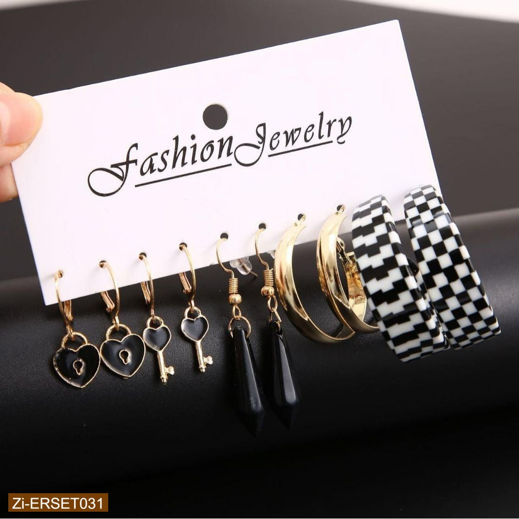 Heart Key Lock Drop Earrings