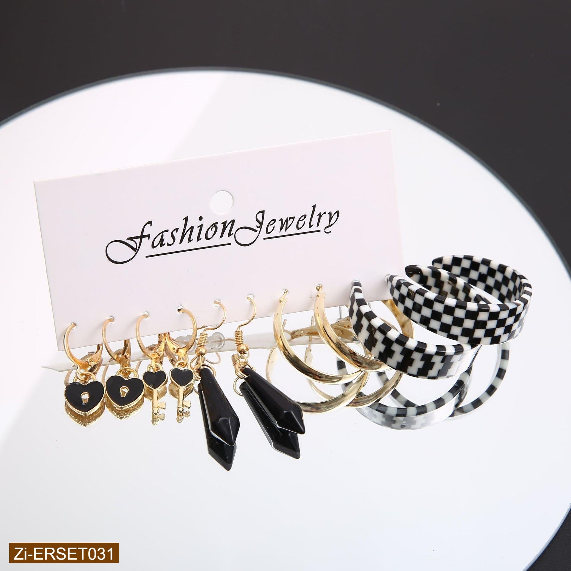 Heart Key Lock Drop Earrings