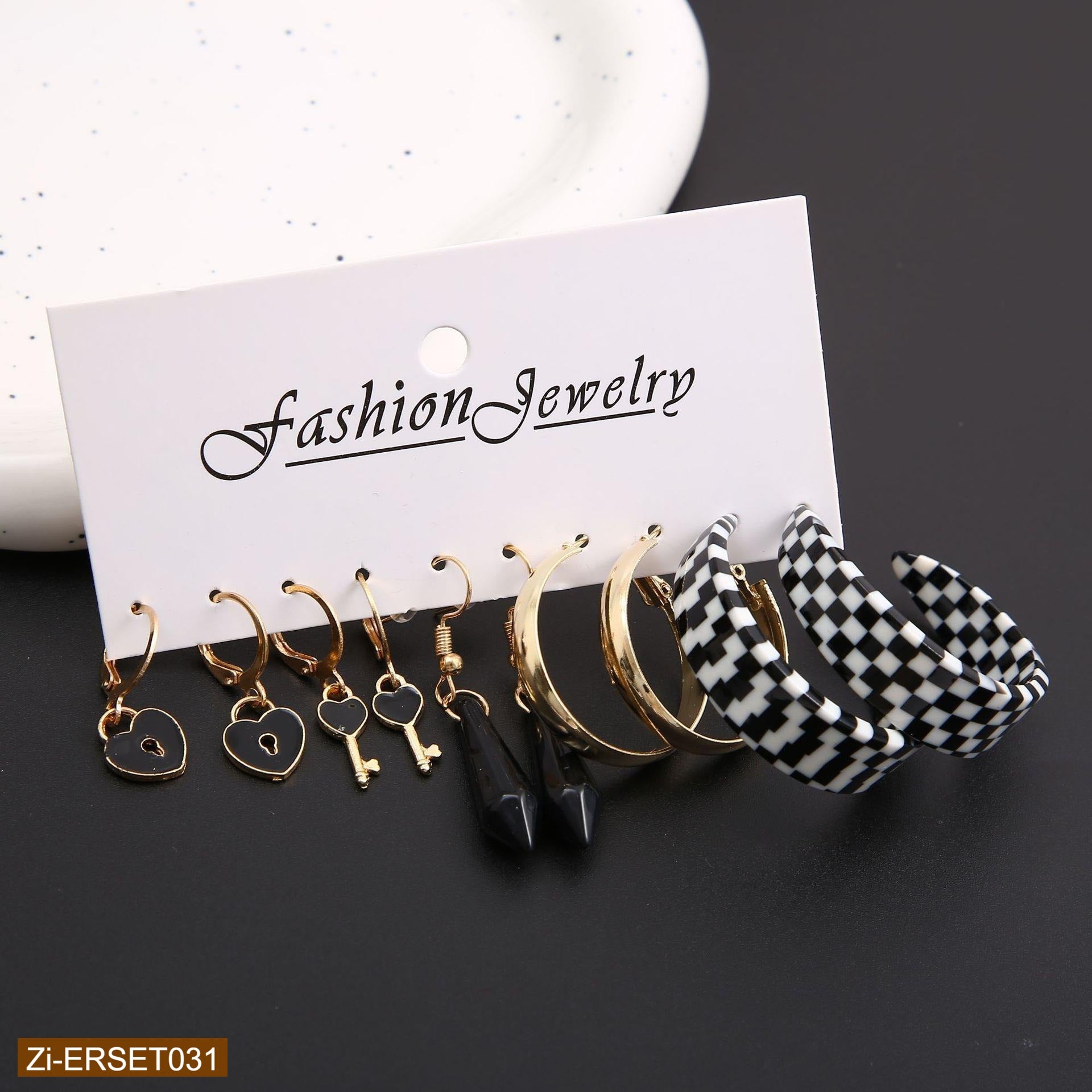 Heart Key Lock Drop Earrings