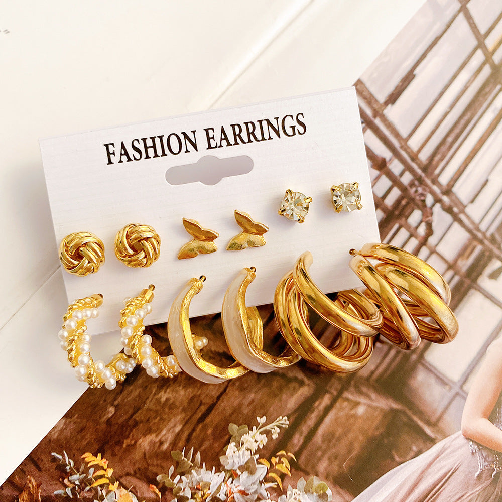 Retro Pearl Earrings Hepburn Style Earrings Set
