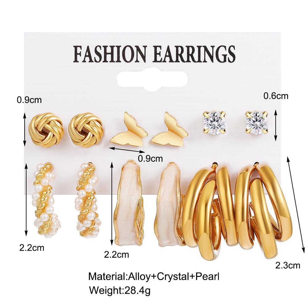 Retro Pearl Earrings Hepburn Style Earrings Set