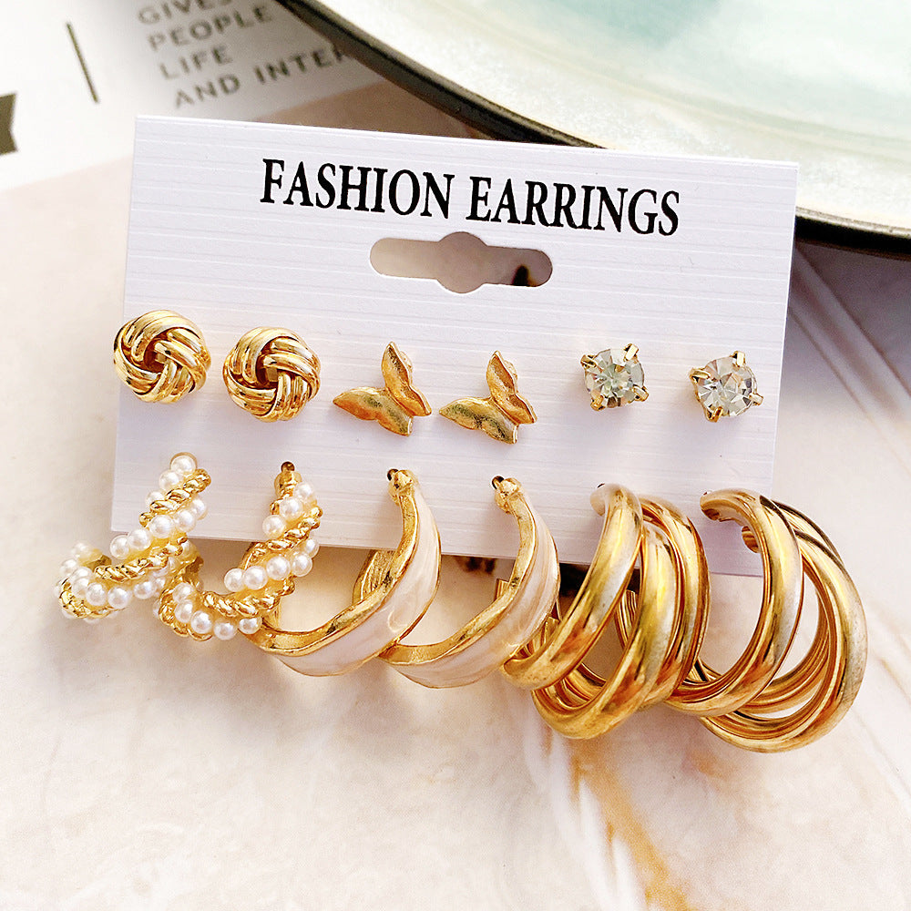 Retro Pearl Earrings Hepburn Style Earrings Set