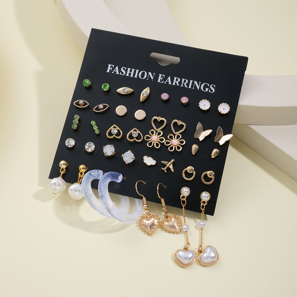 20 pairs of rhinestone alloy earrings