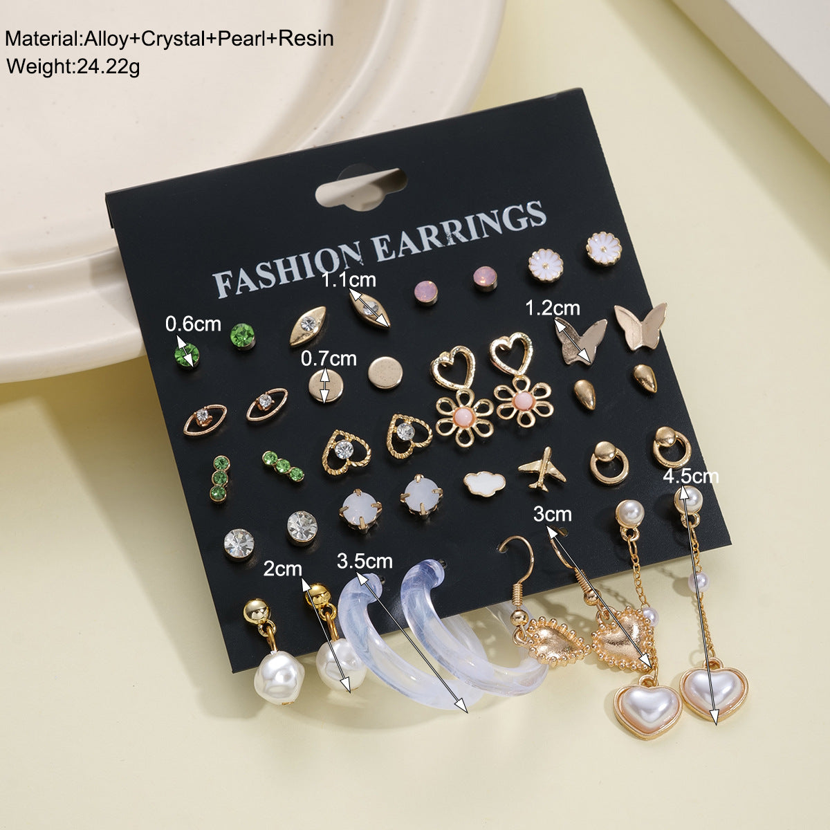 20 pairs of rhinestone alloy earrings