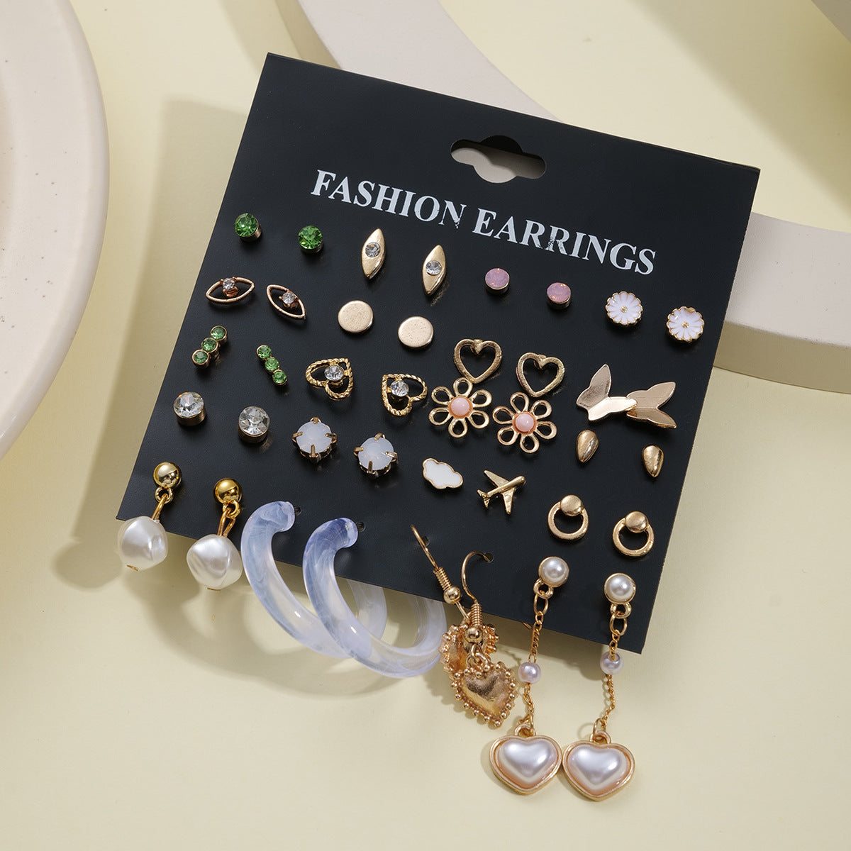20 pairs of rhinestone alloy earrings