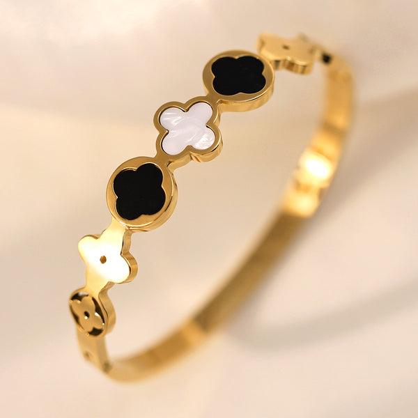 Elegant Clover Motif Stainless Steel Bracelet  | Zi Collection Hub