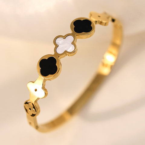 Elegant Clover Motif Stainless Steel Bracelet  | Zi Collection Hub
