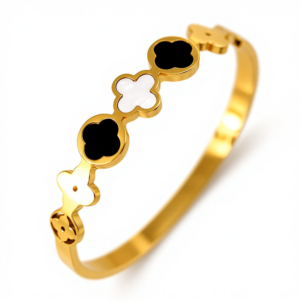 Elegant Clover Motif Stainless Steel Bracelet  | Zi Collection Hub