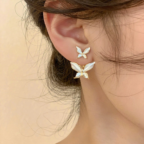 Elegant Dual Butterfly Stud Earrings