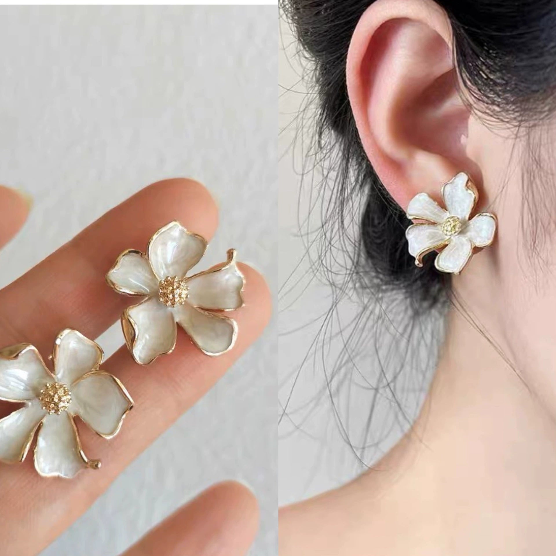 Elegant Floral Pearl Stud Earrings