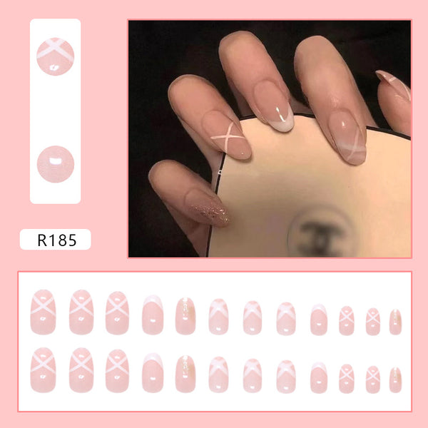 Elegant French Style Fake Nails - 24Pcs