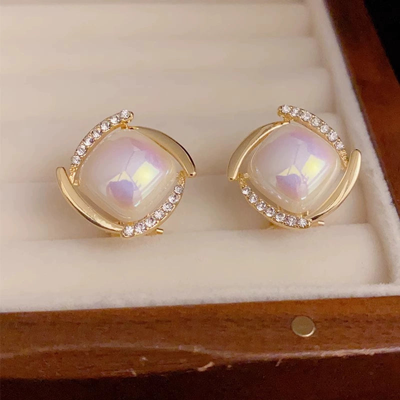 Elegant Pearl-Inspired Stud Earrings