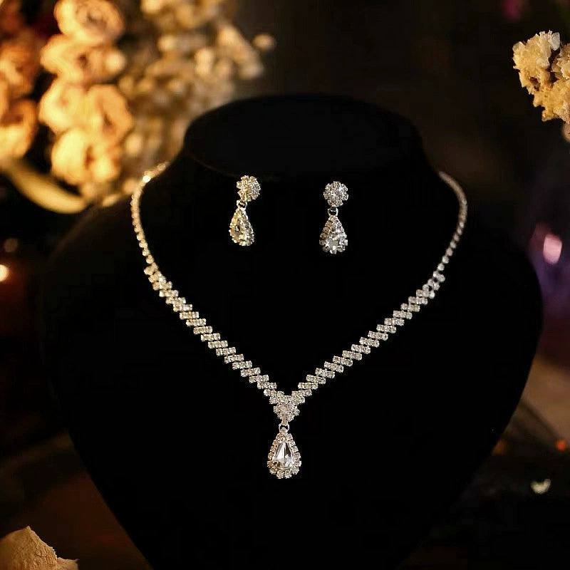 Elegant Silver Crystal Jewelry Set
