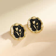 Enamel Flower Stud Earrings