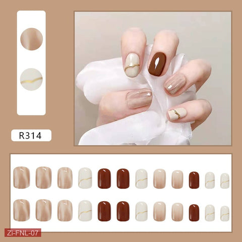 Nude Color Dye Nail Paste Nail Finished  - 24Pcs