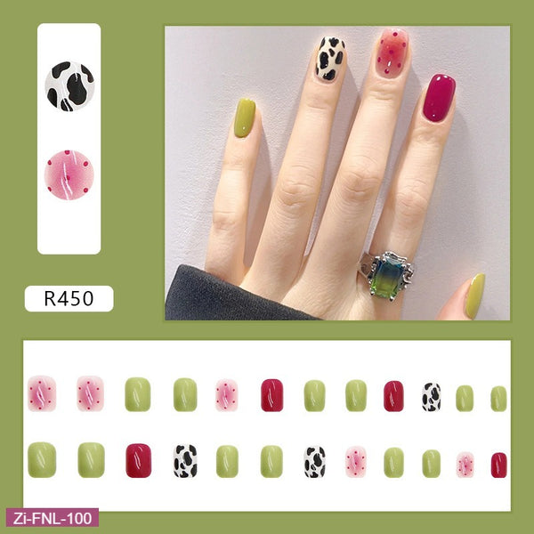 Summer New Short and Thin Style Fake Nails  - 24Pcs