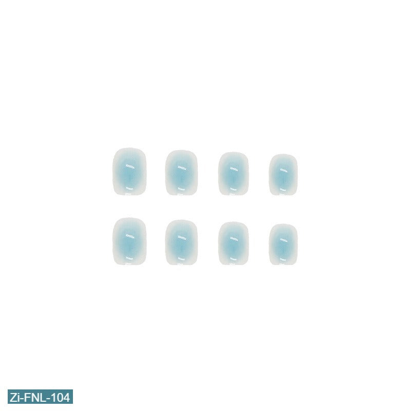 Engraving and Grinding Sky Blue Fake Nails  - 24Pcs