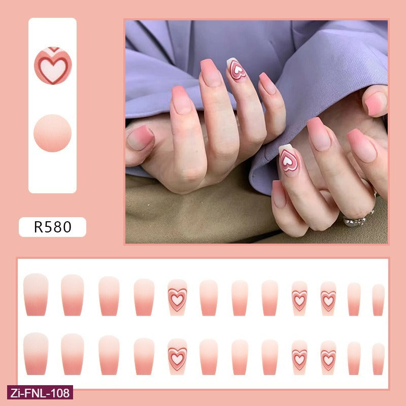 Frosted Texture and Gradient Love Fake Nails  - 24Pcs