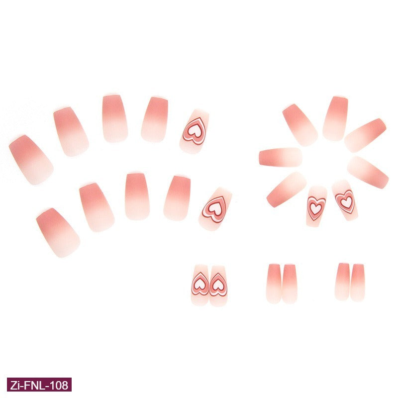 Frosted Texture and Gradient Love Fake Nails  - 24Pcs
