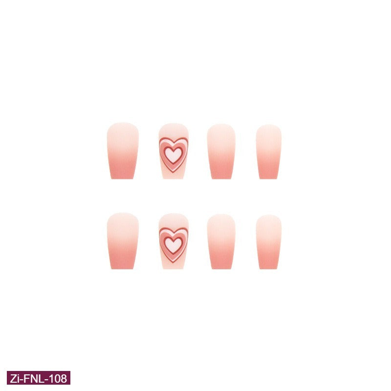 Frosted Texture and Gradient Love Fake Nails  - 24Pcs