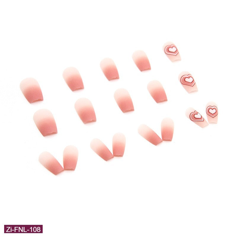 Frosted Texture and Gradient Love Fake Nails  - 24Pcs