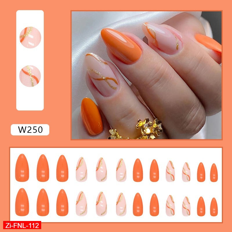 Bright Orange Manicure Fake Nails  - 24Pcs