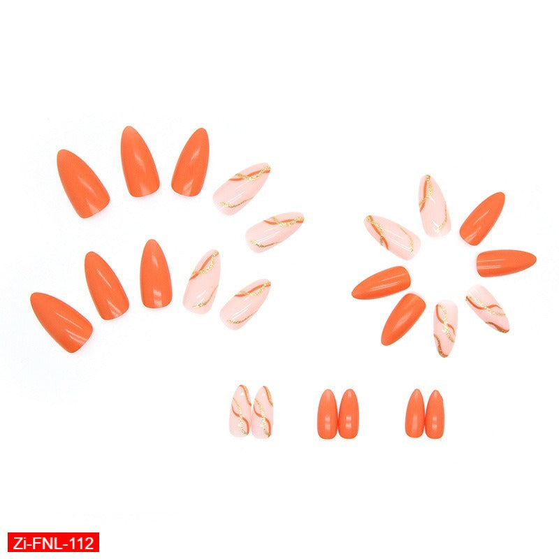 Bright Orange Manicure Fake Nails  - 24Pcs
