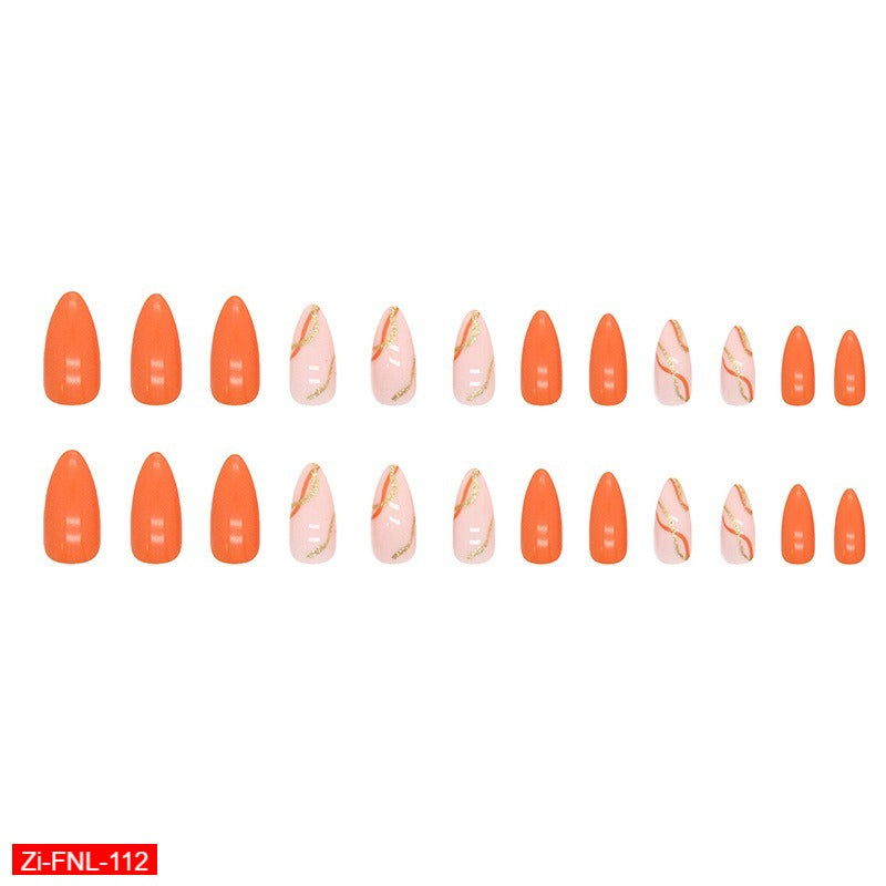 Bright Orange Manicure Fake Nails  - 24Pcs