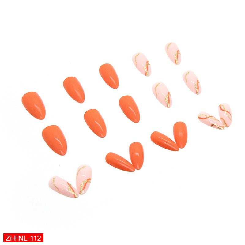 Bright Orange Manicure Fake Nails  - 24Pcs