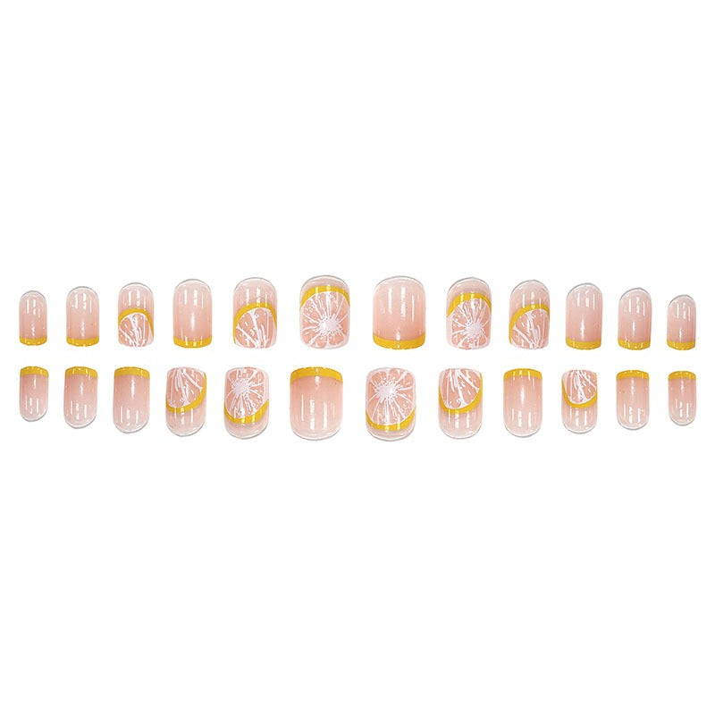 Fresh Lemon Light Color Simple Cute False Nails - 24Pcs