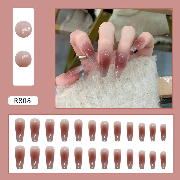 Rose Red Blush Fake Nails  - 24Pcs