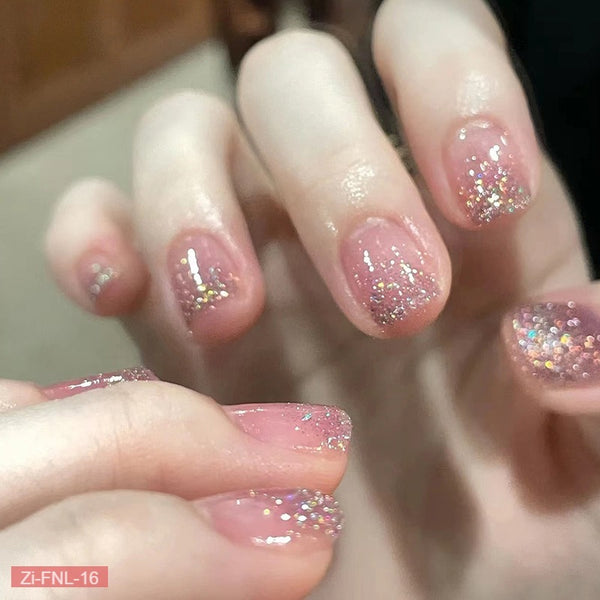 Fragments Short Magic Mirror Powder Exquisite Manicure Fake Nails  - 24Pcs - Zi Collection Hub