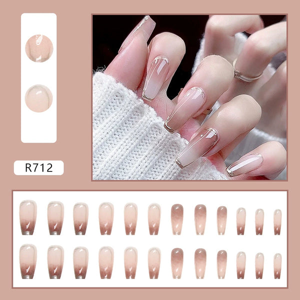 Gradient Mocha Fake Nails  - 24Pcs