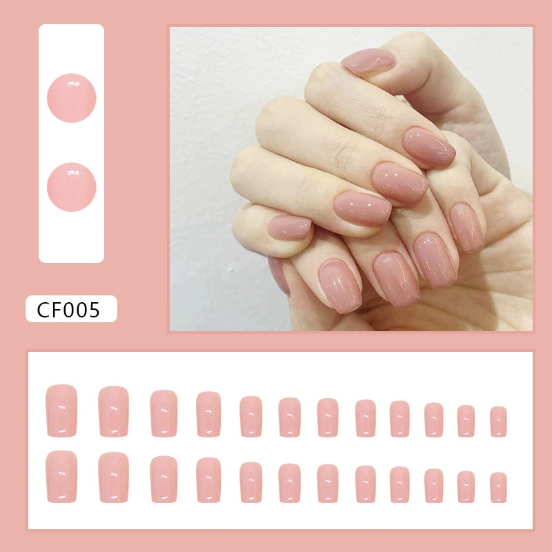 Pure Light Pink Fake Nails  - 24Pcs