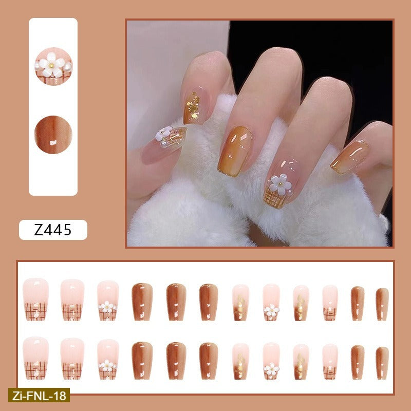 Two-Color Gradient Caramel Series Fake Nails  - 24Pcs - Zi Collection Hub