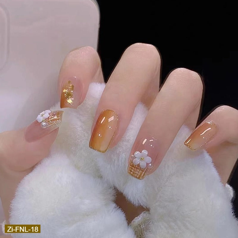 Two-Color Gradient Caramel Series Fake Nails  - 24Pcs - Zi Collection Hub